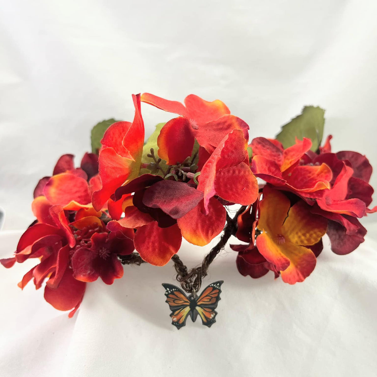 Monarch Orange Floral Fairy wreath