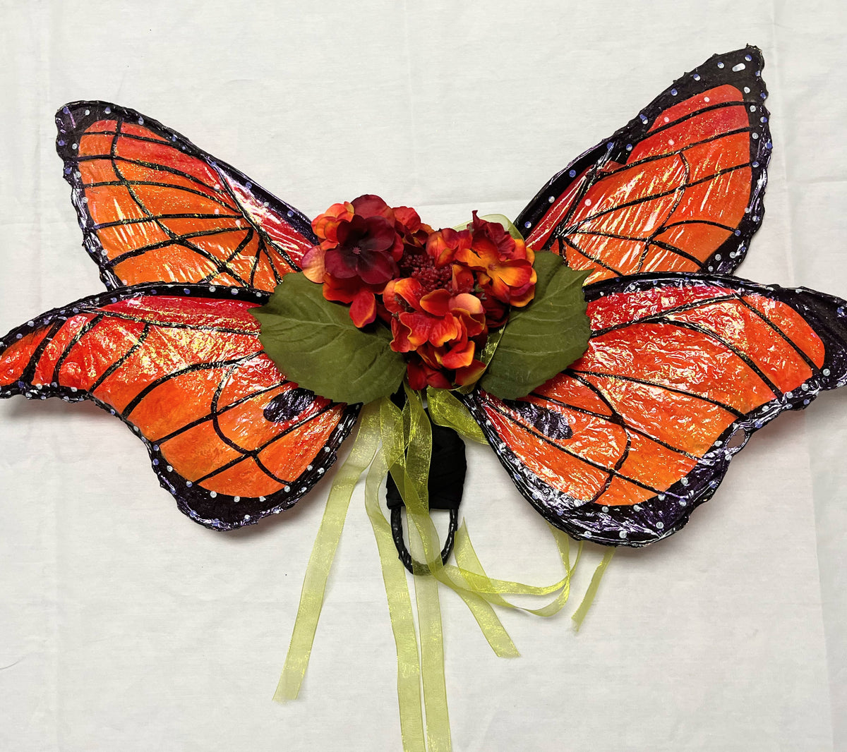 Monarch Orange Floral Fairy wreath